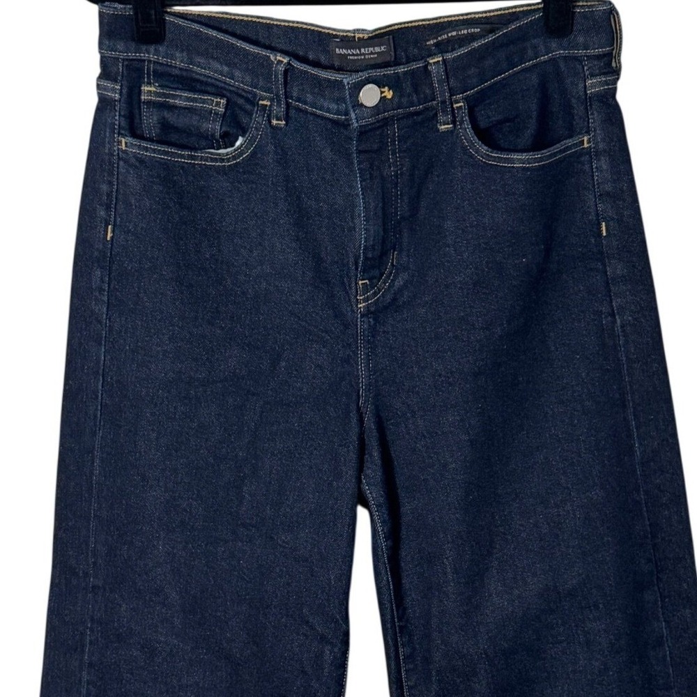 Banana Republic High-Rise Wide-Leg Crop Dark Wash Indigo Jean Size 30 - Picture 7 of 9